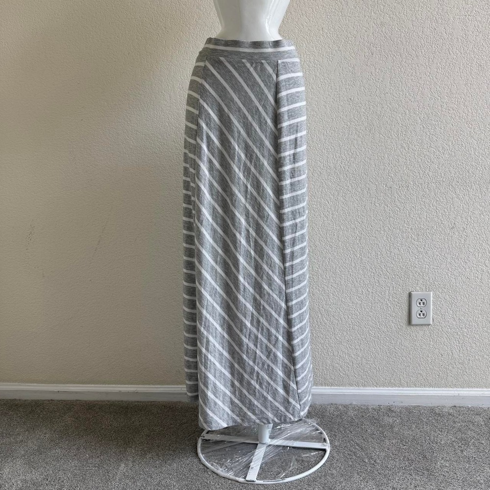 Maurice's gray and white diagonal striped maxi skirt